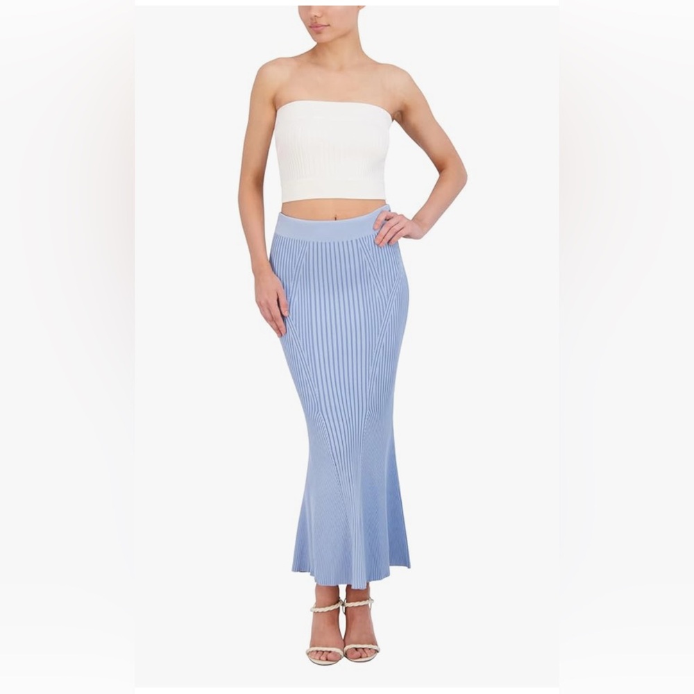 BCBGMaxAzria blue flounced hem maxi skirt